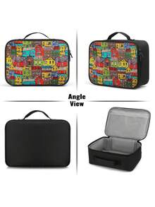 Painted Prints Boys Lunch Box, Starlight Mushroom And Colorful Painted Vintage House Lunch Bag For Boys Girls, Reusable Portable Lunchbox To School Work Office Travel Picnic Hiking Beach - one-size - View 5