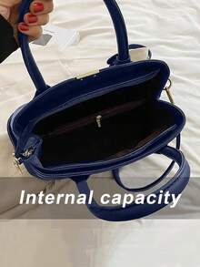 Women's Stylish Textured Tote Bags Elegant Multi Layer Shoulder Bags Casual Office Commuter Handbags For Daily Use - 藏蓝色 - 查看 6