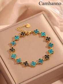 Camhanno 多功能不锈钢花朵手链，适合日常通勤，奢华配饰，是送给美丽女性的完美节日礼物，也适合表白、祝福、圣诞礼物等场合。 - 彩色 - 查看 10