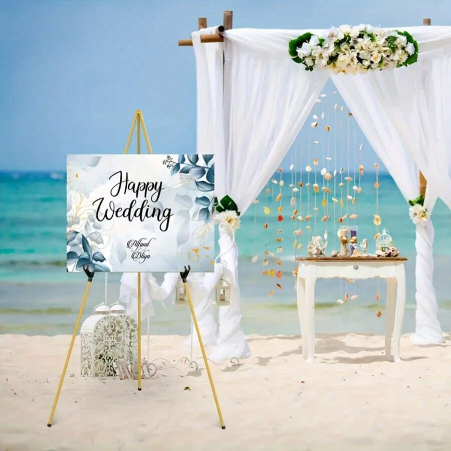 Gold/Black Display Easel Stand For Wedding Sign - Artist Instant Tripod Collapsible Portable Floor Easel For Posters- 63" Adjustable Easy Folding Metal Stand For Display Show, Arts, Painting, Christmas Gifts