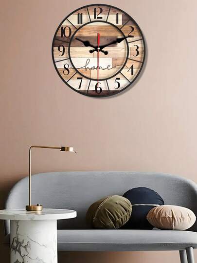 [1 Pc 10 12 Inch Wooden Clock]Silent Wand Klok Creative Interesting Great Home ation s, Battery Powered (AA Batteries Not Included) view 2