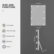 Hasipu Vanity Mirror With Lights, 10 X 14" Makeup Mirror, 360° Rotation Makeup Mirror With 11 Dimmable Bulbs, 3 Colors Modes, Touch Control, With Stand Aluminum Thin Frame For Living Room, Home Home Bathroom Decor Summer Makeup Organizer Bathroom Accessories Back To School - View 2