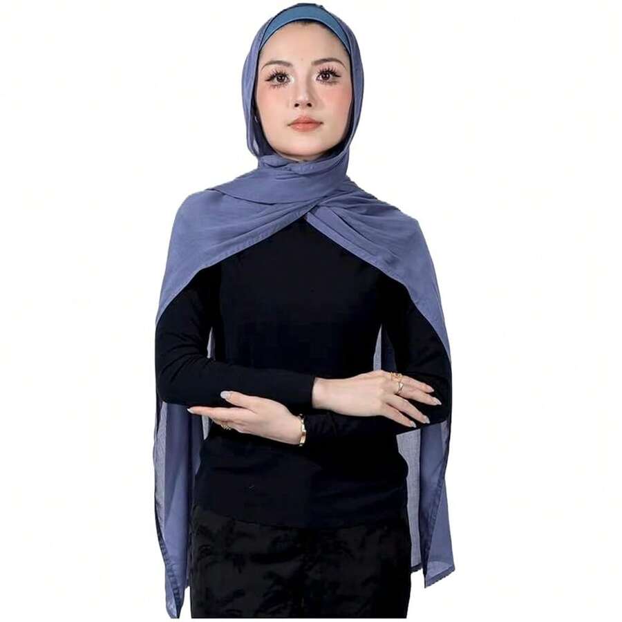 Modal Cotton Hijab Scarf For Women With Undercap Set,JeanBlue - JeanBlue - View 1