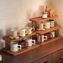 1件复古三层木质桌面收纳架，多功能桌面整理架，可用于放置办公用品、书籍、杯子、厨房调料、台面展示，适用于厨房、卧室、客厅、办公室等场所。