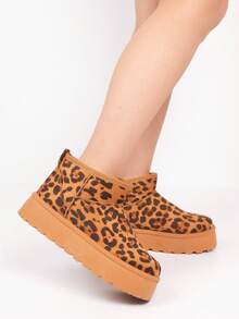 Botas de inverno quentinhas e aconchegantes, com forro macio e sola grossa. - Leopardo - Ver 4