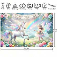 1. Princess Unicorn Theme Birthday Party Decorations Banner, Unicorn Photo Backdrop, Home Decor, Party Decorations, Birthday Banner Decor, Photo Props, Birthday Cake Table Decor - Multicolor - View 7