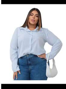 Striped Fabric Buttons Front Casual Daily Spring/Summer/Winter - Baby Blue - View 1