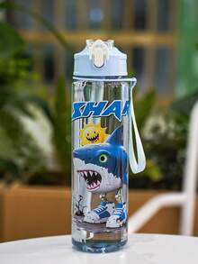 1pc 750ml/26oz Shan Hai Jing Themed Plastic Straw Water Bottle, With Handle Strap, Leak-Proof Mouth, Portable & Durable, Spill-Proof When Inverted, Suitable For Running, Cycling, Travel, Holiday & Birthday Gifts - Multicolor - View 10