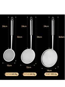 3pcs Stainless Steel Skimmer Set - 200μm Fine Mesh Strainer, Ergonomic Handle, Efficient For Removing Oil And Food Residue. Practical Space-Saving Kitchen Accessory, Essential Cooking Tool For Home Chefs And Cooking Enthusiasts. - Multicolor - View 7