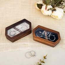Personalized Wooden Ring Box Custom Round Engagement Ring Box Double Ring Bearer Box Custom Wedding Accessories Wedding Ring Box Valentine's Gift For Her New Couple Gift Wedding Gift,Delicate Romance