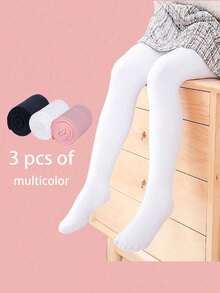 3pcs Girls' Ballet Dance Solid Color Tights Pantyhose - Multicolor - View 7