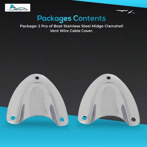 304 Grade Stainless Steel Midget Clam Shell Vent Wire Cable Cover 1-5/8 �� 1-3/4 �� 1/2 Inches For Boats – Marin...