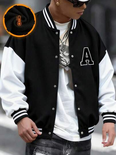 1pc Tween Boys Personalized Fashion Versatile Raglan Splice Baseball Jacket, Autumn/Winter