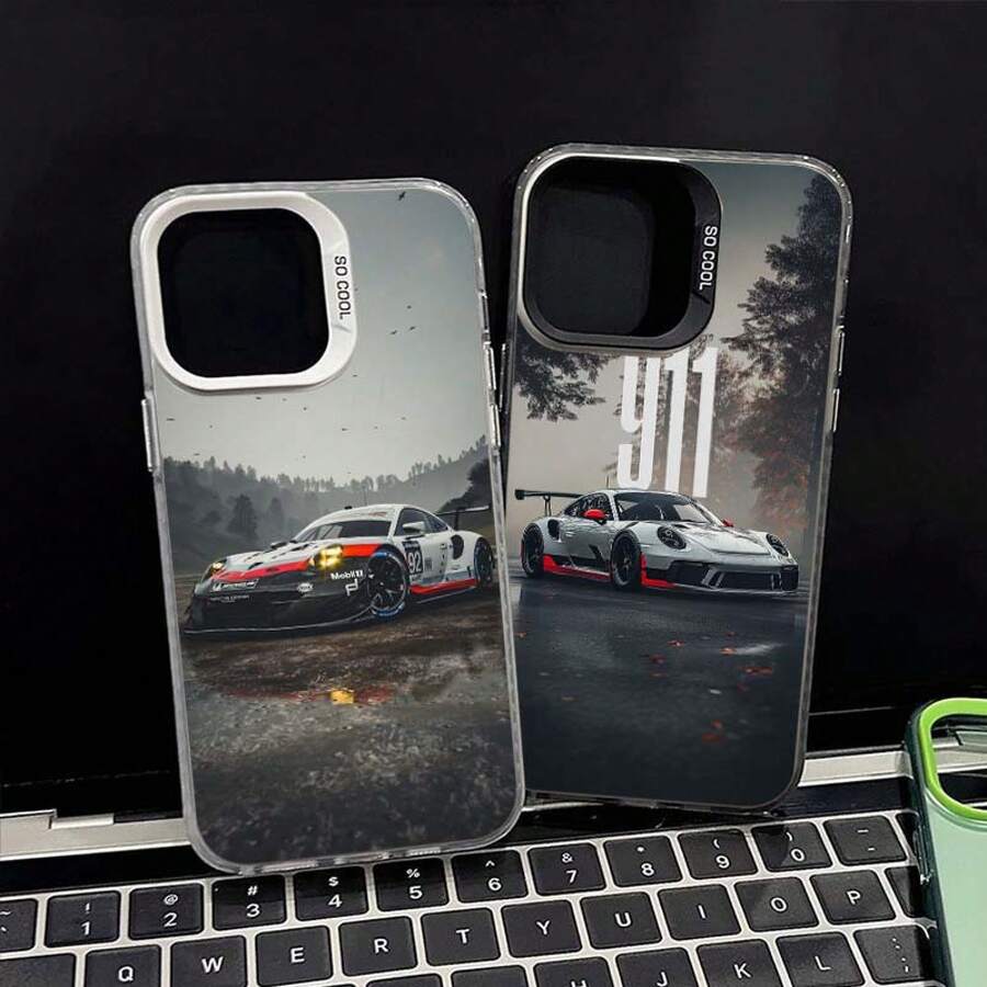 Funda de coche deportiva creativa y lujosa para iPhone 16 15 14 13 12 11 X XS XR Pro Plus Max, protectora, mate, colorida, plateada - Mezcla de colores - Ver 1
