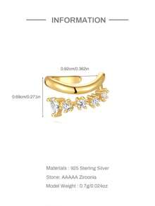 1pc 925 Sterling Silver Fashionable Zirconia Silver Cuff Earring For Women Business Jewelry - Gold - View 6