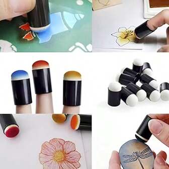 5pcs Finger Sponge Pressable Finger Painting Pad, Used For Applying Painting Ink, Stamps, Handicraft Tools, Coloring And Inking Painting Craft Kits, Finger Sponge Graffiti Brushes, Journaling Tools, Christmas/Halloween Gift Making.