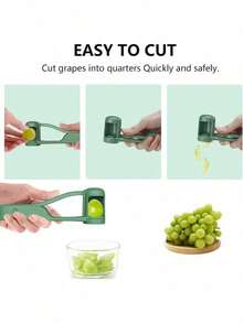 1 Piece Grape Cutter, Vegetable Fruit Salad Cake Decoration With Grape Slicer, Grape Quarter Cutting Tool, Cherry Strawberry Blueberry Light Dinnerware - Green 1pc - View 2