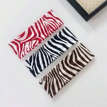 1pc Zebra Print Elastic Wide Yoga Sports Headband For Women, Daily Makeup Headwear, Animal Pattern Bohemian Polyester Fiber Hair Bands Winter Hair Accessories Fashion Head Wrap - Multicolor - View 2