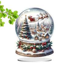 1pc Classic Polypropylene Snow Globe - Village Scene With Tree, Reindeer, And Festive Decor - Multipurpose Holiday Decoration For Home And Living Room - Ideal Gift - Multicolor - View 1