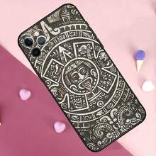 Funda de teléfono con diseño de calendario maya y piedra nativa compatible con iPhone 13, 14, 15, 16 Pro Max Plus, 11, 12 Pro Max, 7, 8, X, XS, XR, 12, 13 Mini, así como con Galaxy S17, S17 Pro y S17 Pro Max - A855 - Ver 13