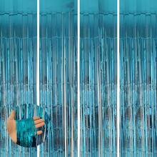 4 Packs Foil Curtain Backdrop Silver Metallic Tinsel Foil Fringe Curtains Photo Booth Props For Birthday Wedding Engagement Baby Shower Bachelorette Christmas Holiday Celebration Party Decorations - Light Blue - View 11