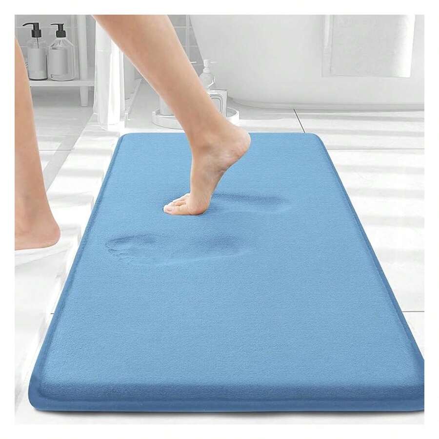 Memory Foam Bath Mat 30x20, Extra Soft And Absorbent Bathroom Mats, Non Slip Washable Carpet For Floor, Shower And Tub, Blue - 多色80 - 查看 1