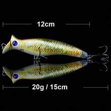 Qxo Popper Shad River 钓鱼路亚水面路亚 12cm 20g Whopper Plopper 金属冬季海冰硬饵钓鱼用品 - 彩色 - 查看 3