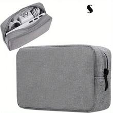 1pc Bolsa de Almacenamiento Organizador de Cables Bolsa de Almacenamiento Digital Portátil para Reloj, Cable, Banco de Energía, Cargador, Cables de Carga, Ratón - Talla S Gris - Ver 2