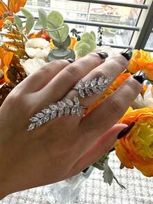 1pc Adjustable Open Leaf Ring, Minimalist Design Bride Accessory - Leaf Ring - View 15