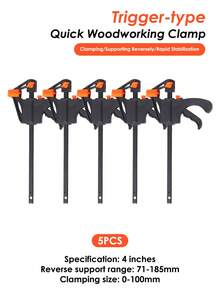 5PCS Woodworking Work Bar 4 Inch Clamp Clip Set Hard Quick Ratchet Release Clip DIY Carpentry Hand Tool Woodworking Clamp - Multicolor - View 10