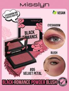 MISSLYN - Black Romantic Blush, Powder Blush With Pearl, Long-Lasting Color, Silky Texture, High Color Payoff, Lightweight & Breathable, Matte Or Pearlescent Finish, Easy To Blend, Creates Natural Glow, Natural Makeup Look. Brand Cosmetics, Face Makeup, Suitable For Women And Girls, Essential For Winter, Y2K Style, Fashionable, Birthday Gift, Valentine's Day Gift, Party Essential, New Year Gift, Best Color, Cruelty-Free And Vegan. - #5 Velvet Petal - 查看 1