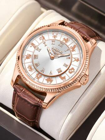  LIGE Boy's Fashionable And Exquisite Lifestyle Waterproof Watch, Uniquely Designed 12 Constellation Dial Quartz Watch For Boy, Casual Daily Wear Watch