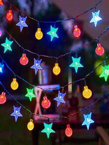 20/50/100 Leds Solar Garden Outdoor String Lights,Star & Crystal Ball-Shaped LEDs. 8 Modes Available For Outdoor Use. Waterproof Fairy Lighting For Christmas Trees. Suitable For Garden, Courtyard ,Wedding,Lawn, Branches ,Balcony And Fence Decorations. Ideal For Wedding And Party Christmas, Halloween, New Year And Holiday Decorations - Black - View 17