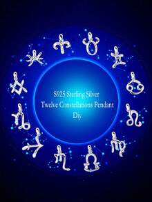 1件S925纯银大号十二星座吊坠DIY项链，适合日常佩戴，是送给少女和母亲节的最佳礼物 - 銀色 - 查看 5