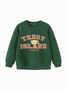 mini bala Kids Sweatshirt, Soft Long Sleeve Layer, Fall Collaboration - Dark Green - View 4