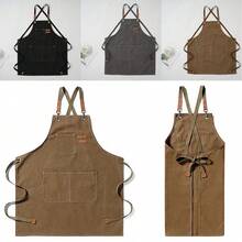 Waxed Canvas Tool Work Shop Apron Heavy Duty Woodworking Unisex Chef With Pocket - Brown - View 8