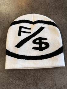 1pc These Men's Knit Beanies With Bold "F/$" Graphic Patterns Come In Multiple Colors, Offering A And Warm Design, Making Them Ideal Fashion-Forward Winter Headwear - Multicolor - View 3