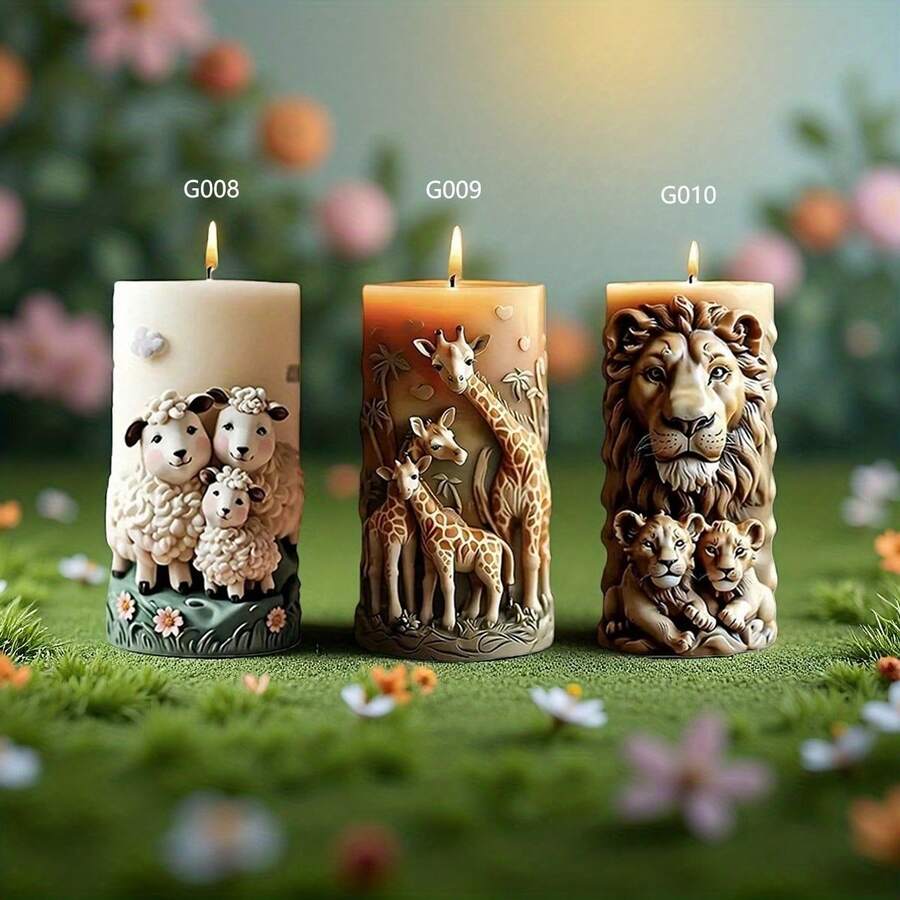 Forest Animal Series - Giraffe Silicone Candle Mold, Suitable For Making Candles, Resin, Plaster, Gifts, Decorations, And Souvenirs - White - View 1