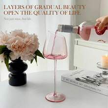 Set Of Two Slanted Pink Crystal Wine Glasses: Handmade, Lead-Free, Suitable For Special Occasions And Everyday Use, Beautifully Packaged In A Gift Box, 500ml Capacity.