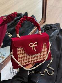 Bolso de mano y bolso de hombro de color contrastante de moda - Rojo - Ver 13