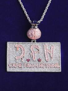 DUBSS 1 件镶钻“一无所有”主题男士保释金吊坠，5A 级立方氧化锆镀金嘻哈饰品 - 字母 - 查看 5