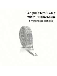 1 Roll, 91cm,Multiple Sizes DIY White Rhinestone Ribbon Sparkling Embellishments, Artwork, Automotive, Festive, Party Decorations. - Multicolor - View 12