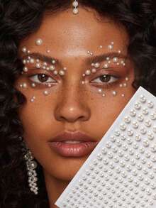 3D Shiny Pearly White Face Gems Decor For Women, DIY For Wedding, Music Festival, Carnival, Valentine's Day, Y2K Party, Daily Decoration, Makeup Party, Ball, Can Be Used For Hair, Eyes, Face, Body,Concert Look - White - View 10