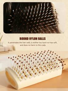 气垫发梳，1/2 件/套，木质和硅胶材质，气垫梳，滚轮梳，肋梳，空心梳，耐高温，多功能，超柔软长柄梳，适合个人和美发师使用，适用于卷发或直发。