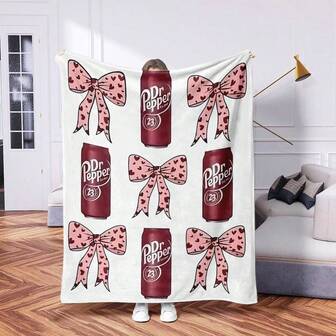 1 件全新个性化字母软毯、数码印花羊毛毯、空调被、办公室午睡毯、复古休闲毯、卡通节日毯 - 柔软温暖的涤纶 | 非常适合露营、沙发或旅行