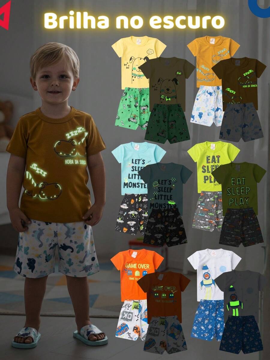 6-Piece Summer Pajama Set For Boys, Glow-In-The-Dark, Assorted Colors - Children's Clothing - Multicolor - Ver 1
