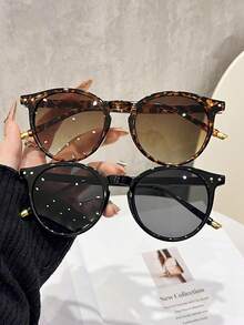 2pcs Leopard Pattern Bohemian Style Fashion Eyeglasses For Women, All Season - Multicolor - View 4