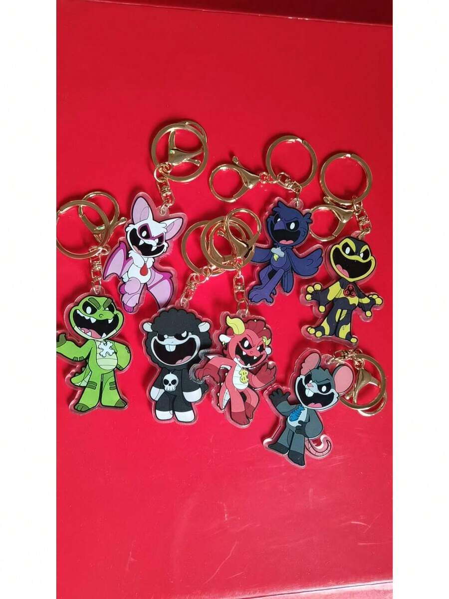 1pc Nightmare Critters Acrylic Sheep Keychain, Double-Sided Design, Protective Film Can Be Peeled Off - Multicolor - View 1