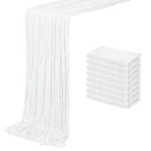8/16 Pack White Cheesecloth Table Runner 20 X 120 Inch Gauze Table Runners 10 FT Long,Semi Sheer Boho Cheese Cloth Fabric Table Runner Bulk For Wedding,Party,Baby Shower,Bridal Shower Decoration - White - View 8