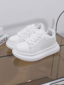 1 paire de chaussures de sport pour enfants, nouvelles pour l'automne. Chaussures décontractées pour filles avec semelle souple, mode polyvalente, antidérapante, à bout rond pour l'extérieur - Blanc - Voir 5